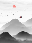 手绘 山水