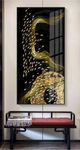 线条飞鸟金箔晶瓷画装饰画