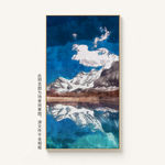 雪山天池湖泊抽象手绘装饰画油画