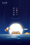 高端蓝色地产海报