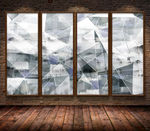 新中式水墨抽象几何电视背景墙