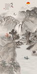 山水情新中式玄关屏风电视背景墙