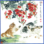 三猫嬉戏