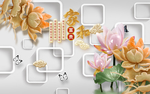 家和富贵玉雕莲花立体背景墙