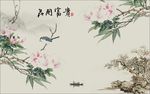 牡丹轻舟山水