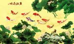 中式荷花背景