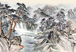 山水国画背景墙