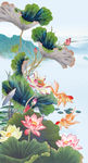 荷花玄关 背景墙