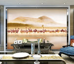北欧火烈鸟装饰画电视沙发背景墙