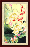 荷花九鱼图