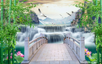 中式流水背景墙