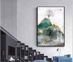 新中式石纹山水水墨山水小鹿晶瓷