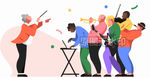 音乐队演唱表演奏提琴酒吧插图