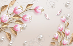 郁金香花朵优雅壁画背景墙