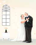 手绘老年夫妻婚礼