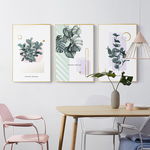 植物叶子绿植三联装饰画