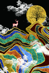 新中式金色山川晶瓷风景装饰画