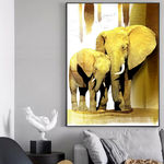 母子象黄金象意境装饰画