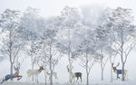 麋鹿森林欧式装饰画TIF合层