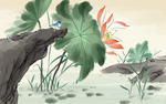 中国风荷花工笔画