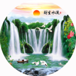 流水生财圆形框画