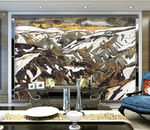 北欧抽象艺术雪山风景电视背墙