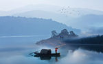 蓝色山水意境画 TIF合层