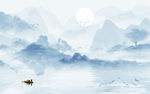 蓝色高档山水画 TIF分层画