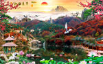 中式 高档山水画 TIF分层