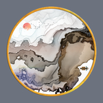 手绘圆形装饰画 TIF分层画