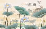大理石荷花大板背景墙