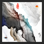烟雾 精品线条墙画 TIF分层