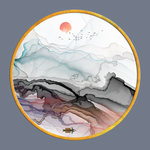 新中式抽象线条墙画 TIF分层