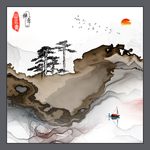 豪华抽象线条墙画 TIF分层