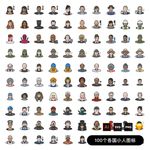 扁平头像小人图标