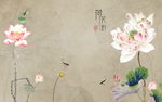 荷花山水意境背景 TIF分层