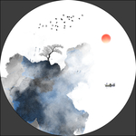 抽象水墨画 山水画 圆形无框画