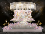 彩色粉色城堡婚礼舞台设计