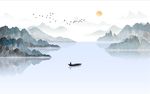 新中式山水画背景墙
