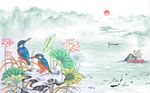 新中式水墨山水风景电视背景墙