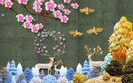 立体浮雕发财树风景装饰画