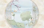 爱莲说大理石石纹山水背景墙
