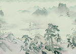 意境山水高清手绘背景墙