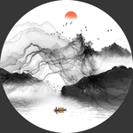 圆形水墨画 玄关山水装饰画