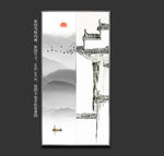 水墨江南水乡玄关装饰画