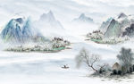 高清 山水意境挂画 TIF分层