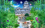梦幻城堡后花园风景画背景墙
