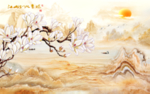 大理石纹山水
