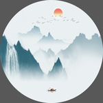 圆形水墨山水