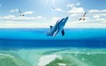 现代简约立体海豚背景墙